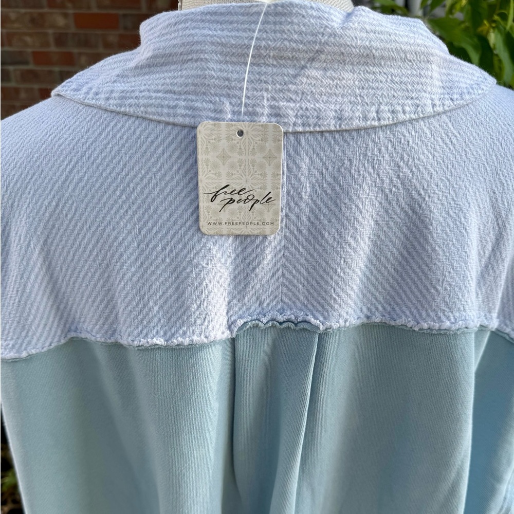 Free People Cotton Madeleine Sweatshirt in Winter Sky Combo Oversized Medium - Picture 5 of 11
